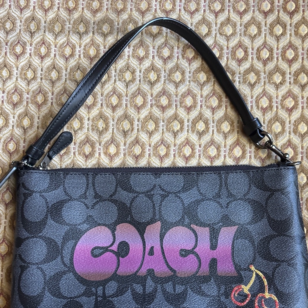 Coach Black and Pink Wristlet with Cherry Design - Picture 7 of 8